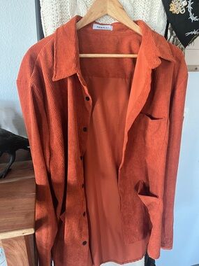 Hawalili Orange Corduroy Shirt Jacket